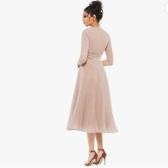 Mac Duggal 30750 Glitter Dress for Holiday - Classy Midi Dress Authentic - Picture 2 of 4